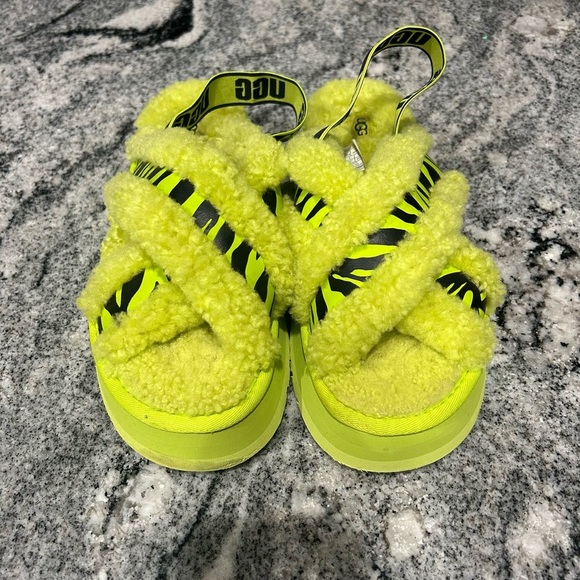 UGG Shoes - UGG Bright Yellow Fluffy Women's Slippers